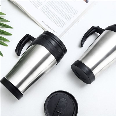 كوب سفر بلاستيكي بغطاء ومقبض